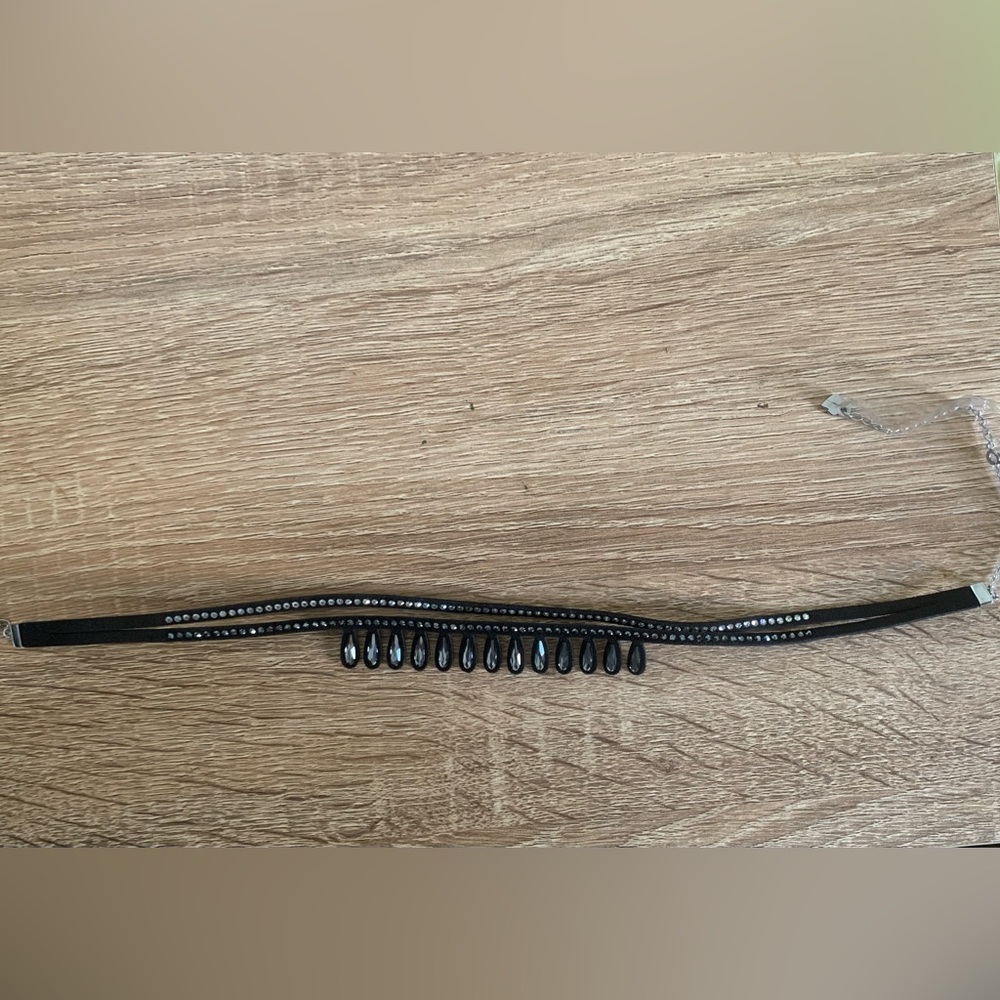 Swarovski Black and Crystal Leather Choker or Bracelet